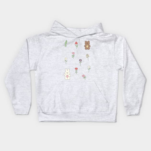 Cute Bear and Bunny Kids Hoodie by graphicsbyedith